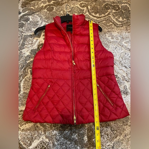 Talbots Womens Medium Petite Puffer Down Vest Red 2 Way Zipper Pockets Warm - Picture 5 of 6